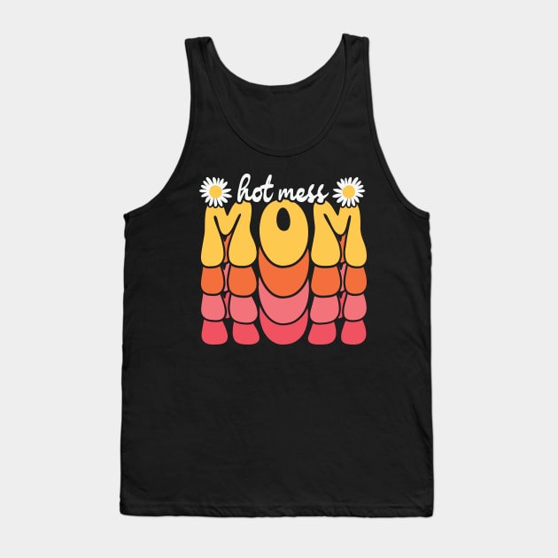 Hot Mess Mom Retro Mama Tank Top by Crafty Pirate 
